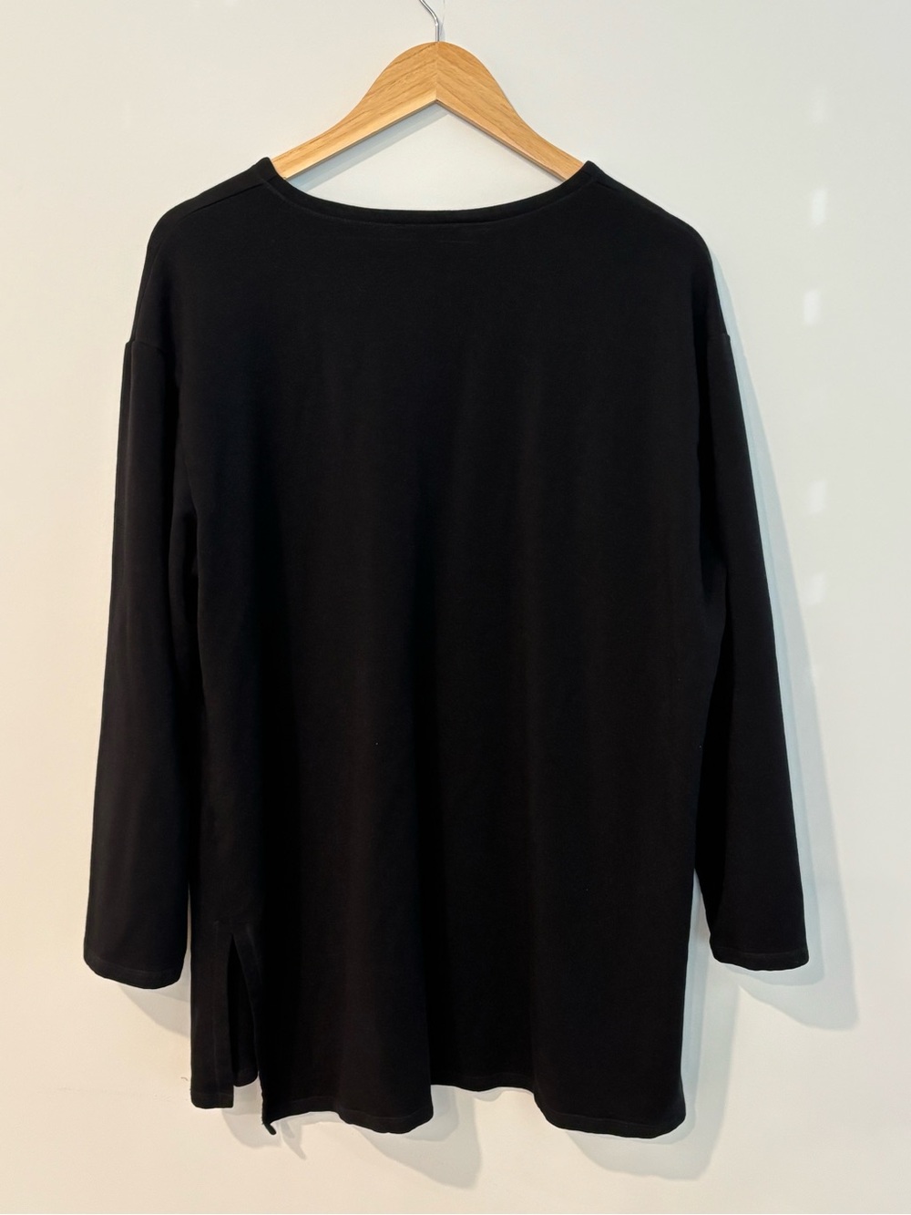 Eileen Fisher Woman Black Tencel Lyocell Tunic Top 1X Oversized Minimalist - Picture 5 of 7